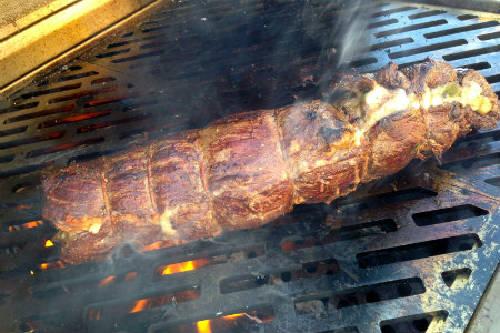 Cheese steak on grill