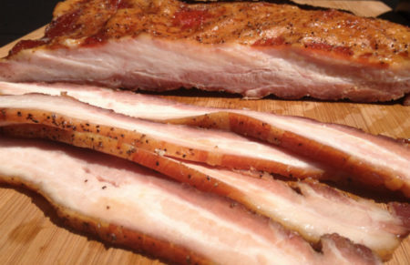 Bacon with curing salts