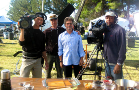 Steven Raichlen with TV camera crew