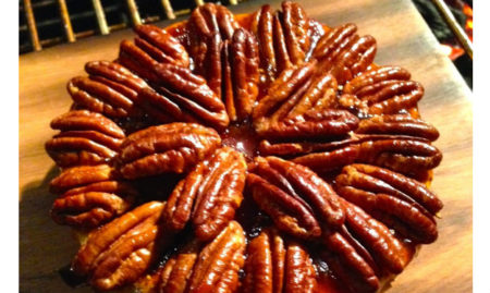 Planked Camembert with pecans