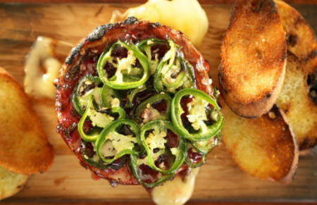 Planked Camembert cheese