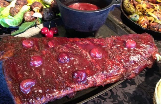 Cherry glazed baby back ribs