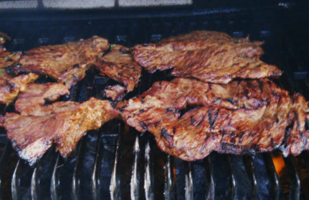 Carne asada on grill