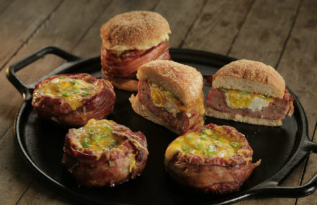 Beer-can breakfast burgers