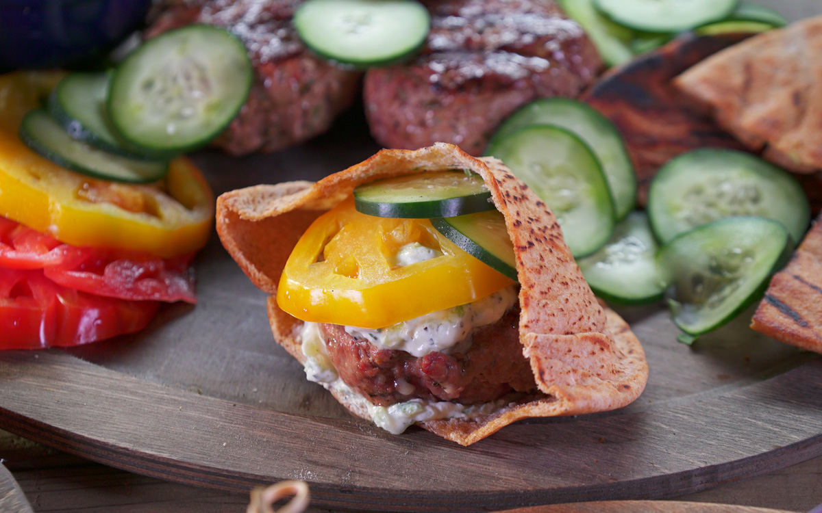 Lamb Burgers with Yogurt-Cucumber Sauce - Barbecuebible.com