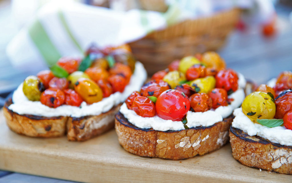 Grilling Vegetables - Wood-Grilled Blistered Tomato and Ricotta Bruschetta