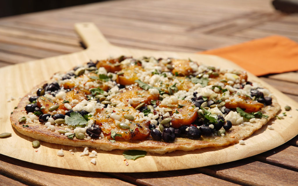 Squash and Black Bean Pizza with Queso Fresco