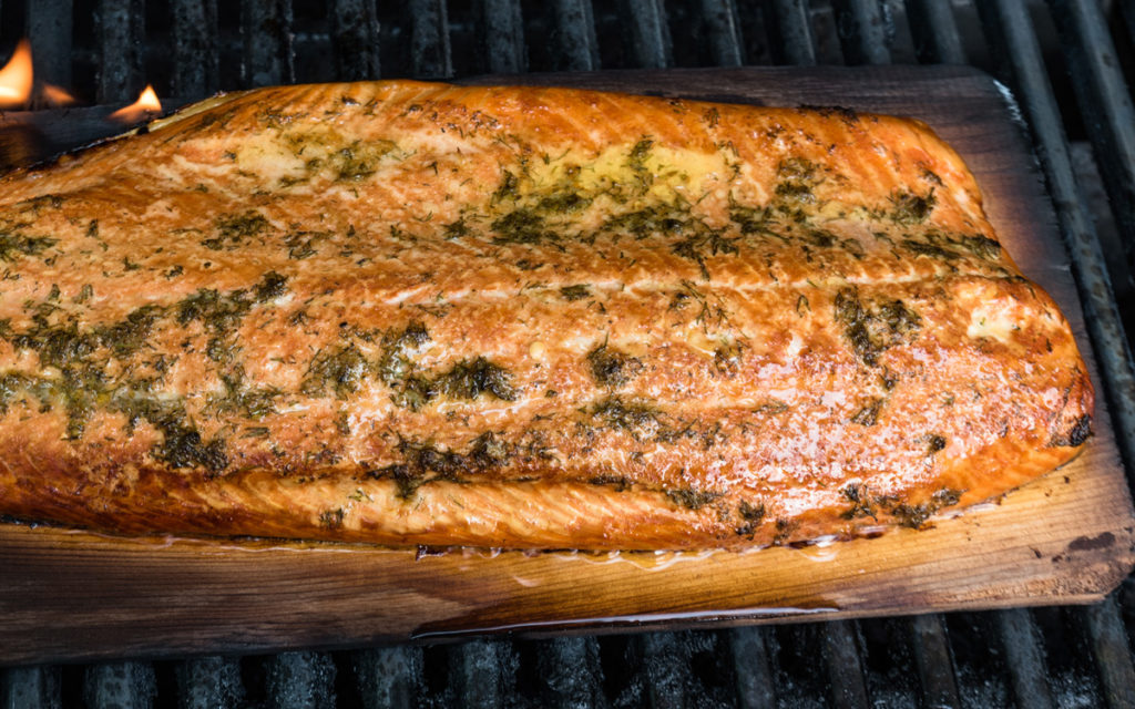 Planked Salmon With Maple-Mustard Glaze