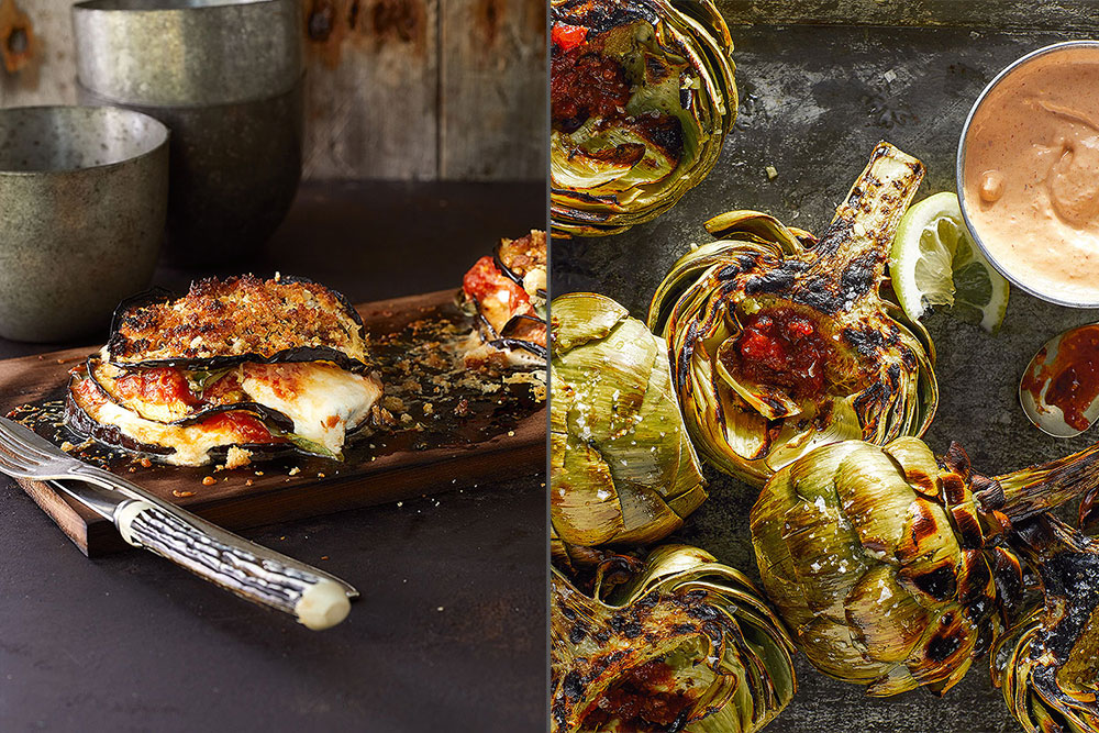 Eggplant Parmigiana and Grilled Artichokes in How to Grill Vegetables