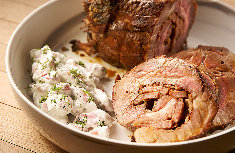 Pork Shoulder Paprikash With Icicle Radish Salad