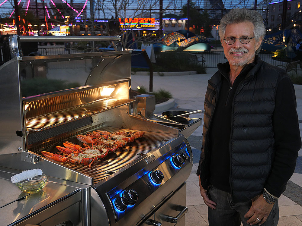 Pork Loin steaks on the Lodge Sportsman's grill - grilling post