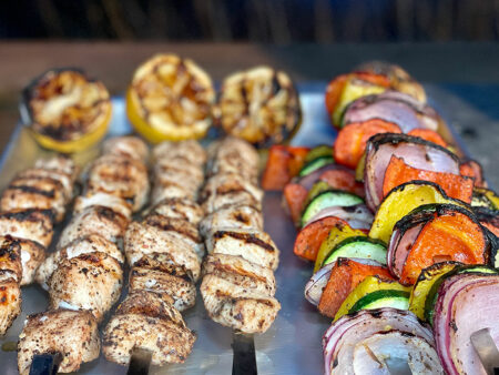 Moroccan spiced chicken kebabs