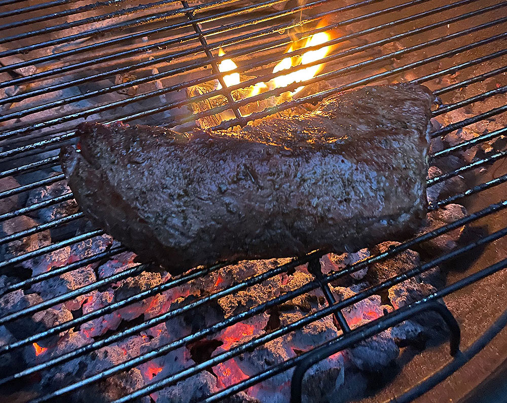 Tri tip on outlet charcoal grill