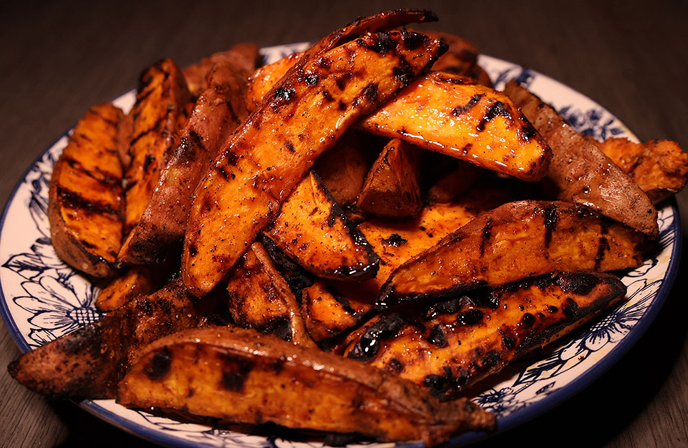 Sweet and Spicy Grilled Sweet Potato Wedges