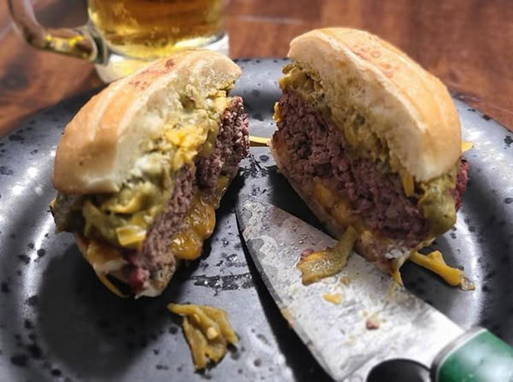 New Mexico green chile cheeseburger