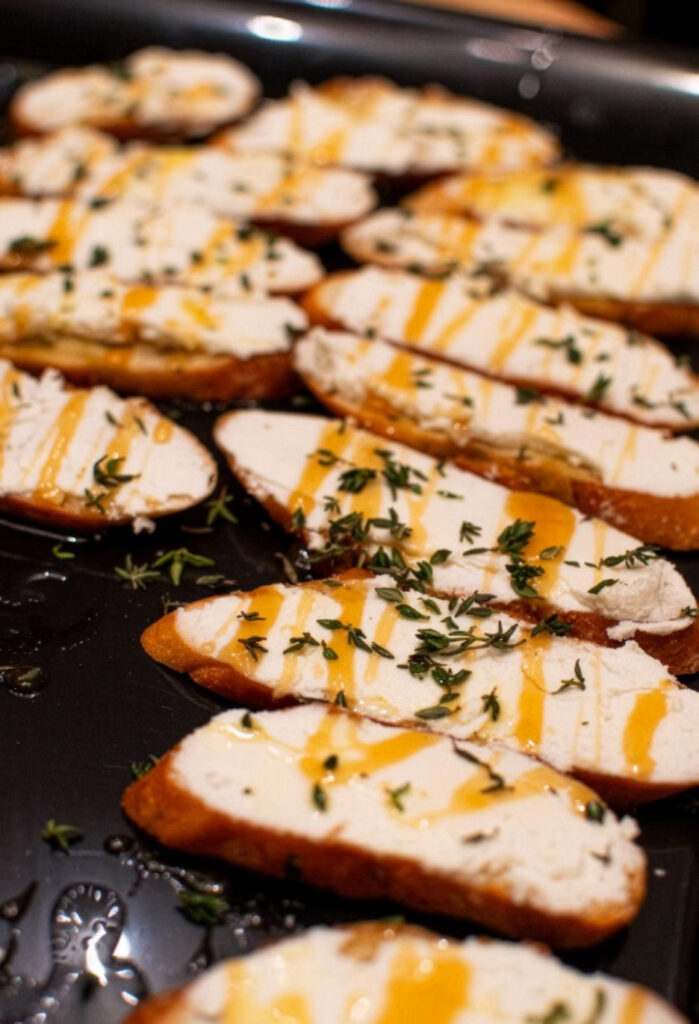 Goat Cheese Thyme and Honey Tartines