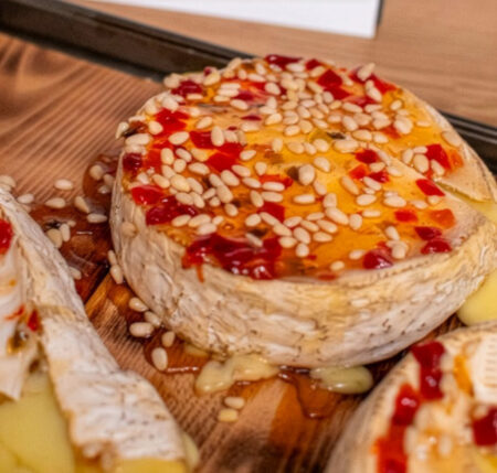 Smoked Planked Camembert with Jalape&ntilde;os and Pepper Jelly