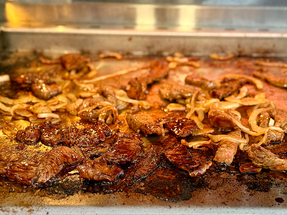 Griddled Bulgogi Steak on the griddle