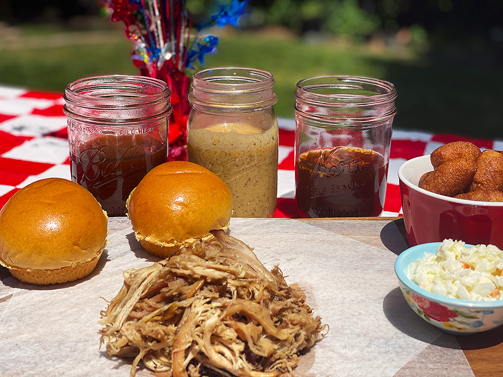 Pulled Pork with Eastern, Western North Carolina Barbecue Sauce / South Carolina Mustard Sauce