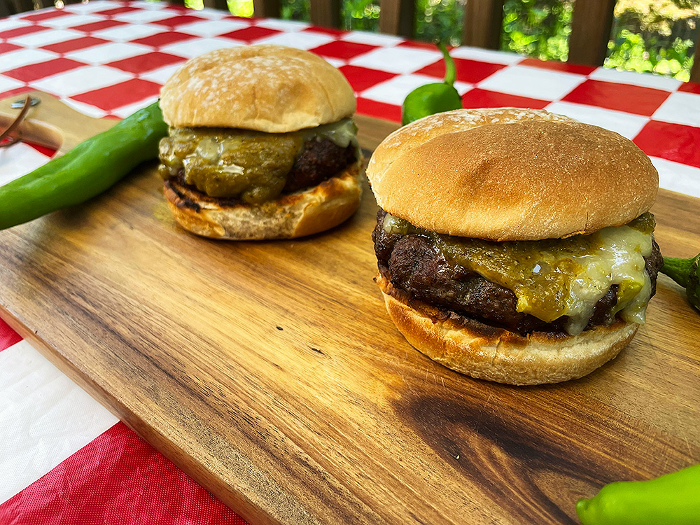 New Mexican Green Chile Burgers with Salsa Verde